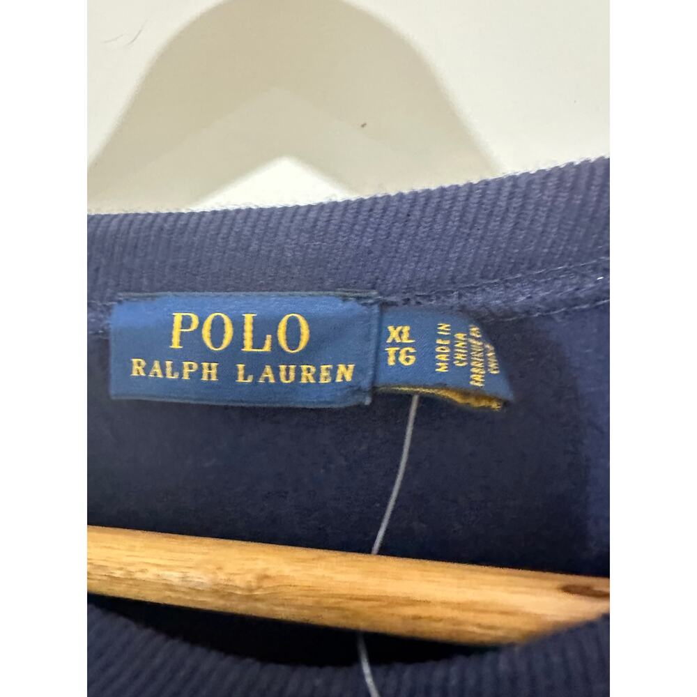 Ralph Lauren Navy Blue Sweater With Bronze Braided Gold Trimned Arms Size XL - Picture 8 of 12